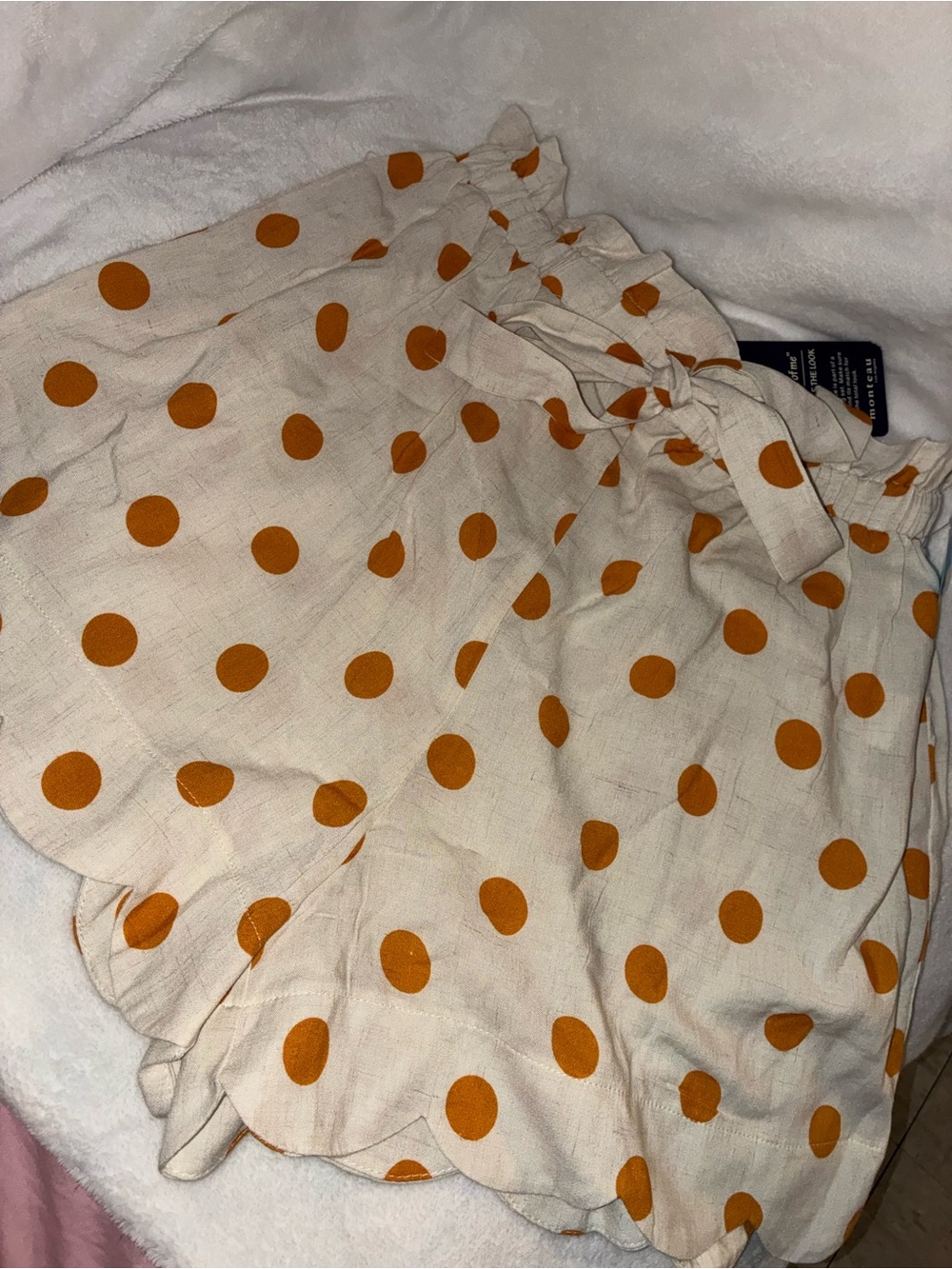 Monteau Cream Skirt with Mustard Polka Dots